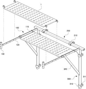 거푸집 작업 발판용 지지대(Supports for work deck of formwork)